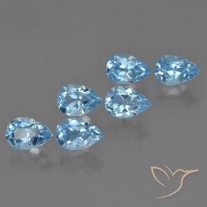 Gemme di Topazio Blu svizzero naturale da 3.51 ct, Forma a pera, VS