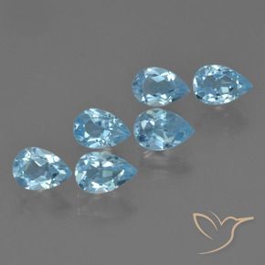Gemme di Topazio Celeste naturale da 3.47 ct, Forma a pera, VS