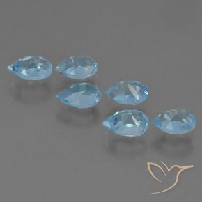 Gemme di Topazio Celeste naturale da 3.47 ct, Forma a pera, VS