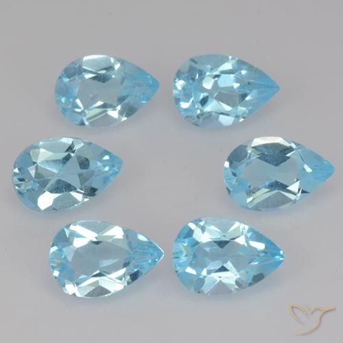 Gemme di Topazio Celeste naturale da 3.10 ct, Forma a pera, VS