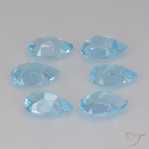Gemme di Topazio Celeste naturale da 3.10 ct, Forma a pera, VS