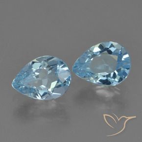 Gemme di Topazio Celeste naturale da 1.62 ct, Forma a pera, VVS