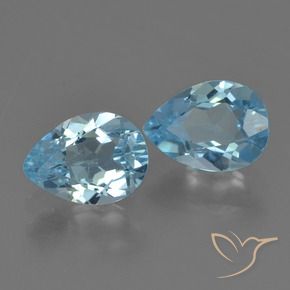 Gemme di Topazio Celeste naturale da 1.71 ct, Forma a pera, VVS-VS