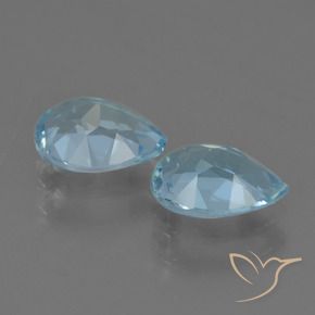 Gemme di Topazio Celeste naturale da 1.71 ct, Forma a pera, VVS-VS