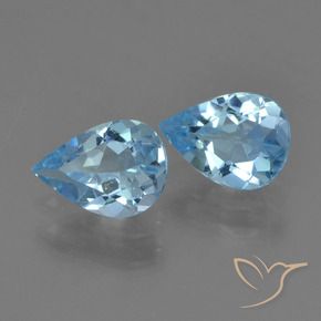 Gemme di Topazio Celeste naturale da 1.39 ct, Forma a pera, VVS-VS