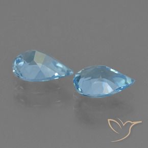 Gemme di Topazio Celeste naturale da 1.39 ct, Forma a pera, VVS-VS