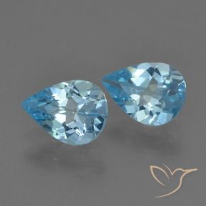 Gemme di Topazio Celeste naturale da 1.45 ct, Forma a pera, VVS-VS