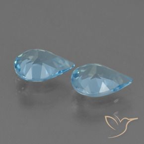Gemme di Topazio Celeste naturale da 1.45 ct, Forma a pera, VVS-VS