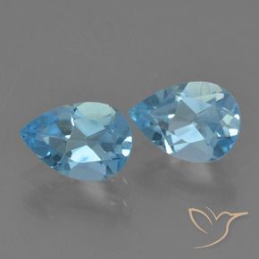 Gemme di Topazio Blu svizzero naturale da 1.67 ct, Forma a pera, VVS-VS