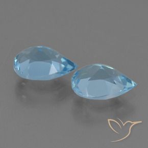 Gemme di Topazio Blu svizzero naturale da 1.67 ct, Forma a pera, VVS-VS