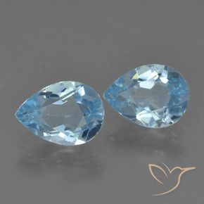 Gemme di Topazio Blu svizzero naturale da 1.61 ct, Forma a pera, VS