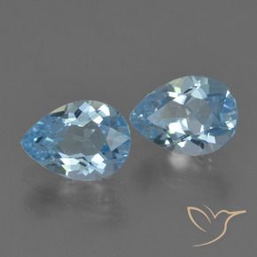 Gemme di Topazio Celeste naturale da 1.70 ct, Forma a pera, VVS