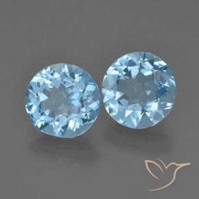 Gemme di Topazio Blu svizzero naturale da 4.31 ct, Rotondo, VVS-VS