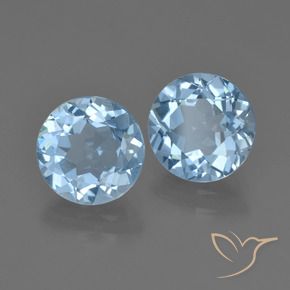 Gemme di Topazio Celeste naturale da 4.39 ct, Rotondo, VVS-VS