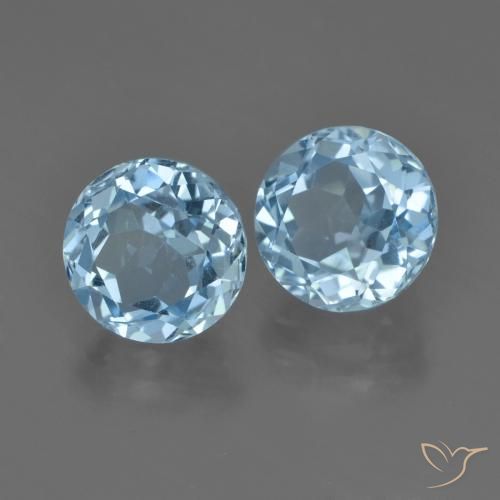 Gemme di Topazio Blu svizzero naturale da 5.14 ct, Rotondo, VVS-VS