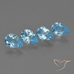 Gemme di Topazio Blu svizzero naturale da 2.96 ct, Forma a pera, VVS-VS