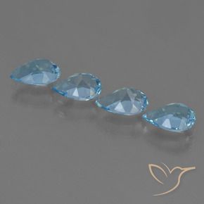 Gemme di Topazio Blu svizzero naturale da 2.96 ct, Forma a pera, VVS-VS