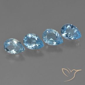 Gemme di Topazio Celeste naturale da 3.09 ct, Forma a pera, VVS-VS