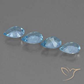 Gemme di Topazio Celeste naturale da 3.09 ct, Forma a pera, VVS-VS