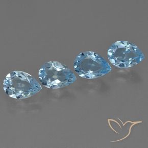 Gemme di Topazio Blu svizzero naturale da 3.15 ct, Forma a pera, VVS-VS