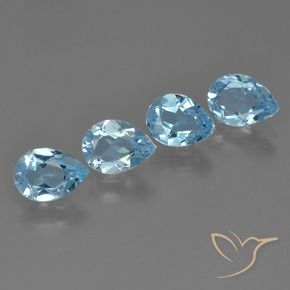 Gemme di Topazio Celeste naturale da 3.02 ct, Forma a pera, VVS-VS