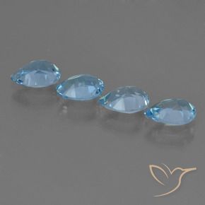 Gemme di Topazio Celeste naturale da 3.02 ct, Forma a pera, VVS-VS