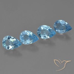 Gemme di Topazio Celeste naturale da 3.06 ct, Forma a pera, VVS-VS