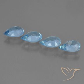 Gemme di Topazio Celeste naturale da 3.06 ct, Forma a pera, VVS-VS