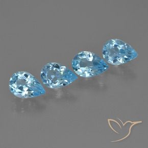 Gemme di Topazio Blu svizzero naturale da 2.64 ct, Forma a pera, VVS-VS