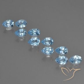 Gemme di Topazio Celeste naturale da 5.34 ct, Forma a pera, VS