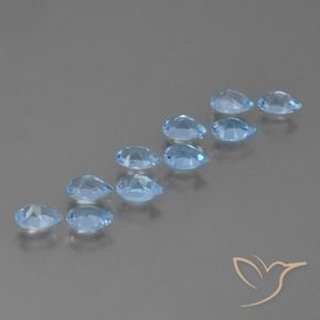 Gemme di Topazio Celeste naturale da 5.34 ct, Forma a pera, VS
