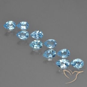 Gemme di Topazio Celeste naturale da 5.16 ct, Forma a pera, VS