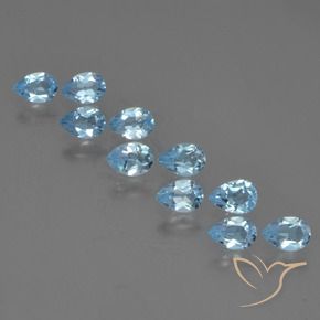 Gemme di Topazio Celeste naturale da 4.79 ct, Forma a pera, VS