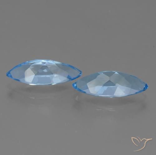 Gemme di Topazio Blu svizzero naturale da 6.87 ct, Taglio marquise, VVS-VS