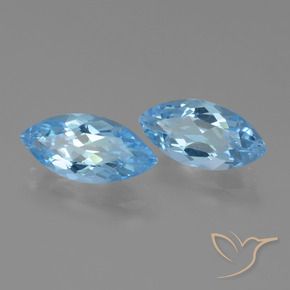 Gemme di Topazio Blu svizzero naturale da 7.18 ct, Taglio marquise, VVS-VS