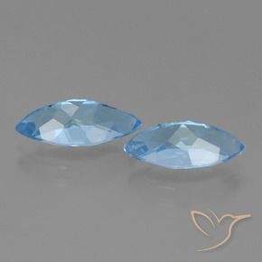 Gemme di Topazio Blu svizzero naturale da 7.18 ct, Taglio marquise, VVS-VS