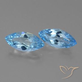 Gemme di Topazio Blu svizzero naturale da 7.05 ct, Taglio marquise, VVS-VS