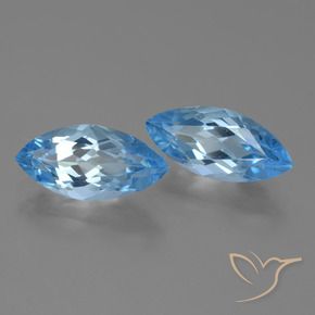 Gemme di Topazio Blu svizzero naturale da 7.67 ct, Taglio marquise, VVS-VS