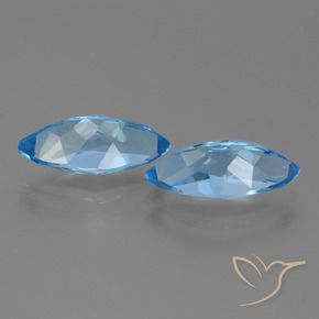 Gemme di Topazio Blu svizzero naturale da 7.67 ct, Taglio marquise, VVS-VS