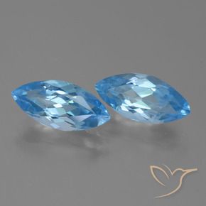 Gemme di Topazio Blu svizzero naturale da 7.92 ct, Taglio marquise, VVS-VS