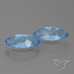 Gemme di Topazio Blu svizzero naturale da 7.92 ct, Taglio marquise, VVS-VS
