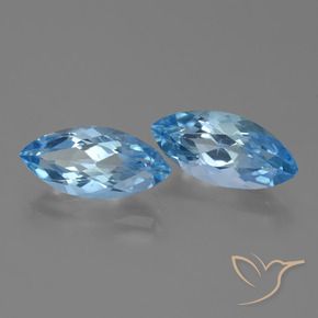 Gemme di Topazio Blu svizzero naturale da 7.29 ct, Taglio marquise, VVS-VS