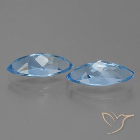 Gemme di Topazio Blu svizzero naturale da 7.29 ct, Taglio marquise, VVS-VS