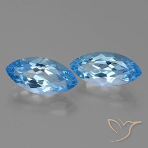 Gemme di Topazio Blu svizzero naturale da 8.21 ct, Taglio marquise, VVS-VS
