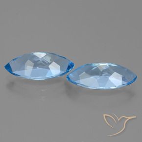 Gemme di Topazio Blu svizzero naturale da 8.21 ct, Taglio marquise, VVS-VS