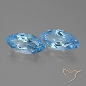 Gemme di Topazio Blu svizzero naturale da 7.44 ct, Taglio marquise, VVS-VS