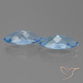 Gemme di Topazio Blu svizzero naturale da 7.44 ct, Taglio marquise, VVS-VS