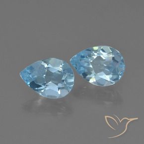 Gemme di Topazio Celeste naturale da 1.52 ct, Forma a pera, VS