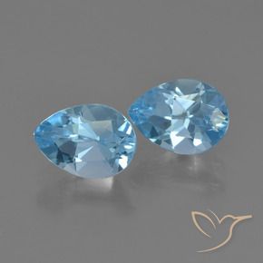 Gemme di Topazio Celeste naturale da 1.73 ct, Forma a pera, VS