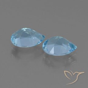 Gemme di Topazio Celeste naturale da 1.73 ct, Forma a pera, VS